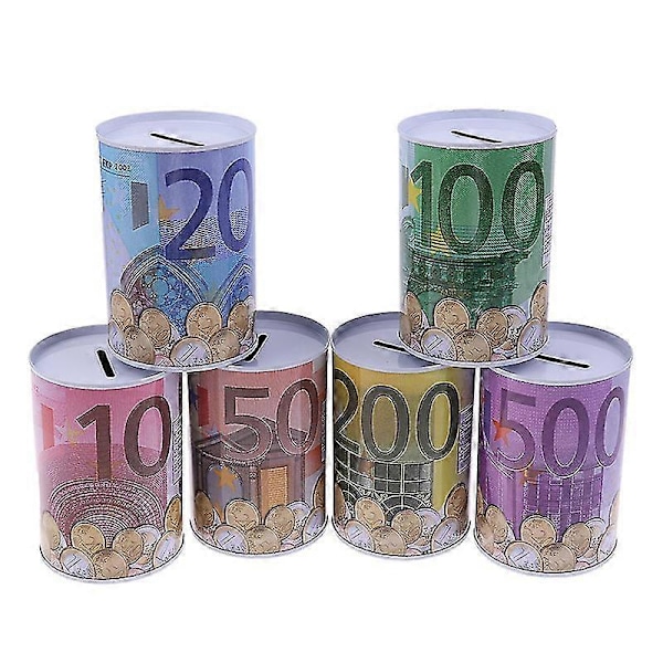 Euro Dollar Pengeboks Sikker Cylindrisk Sparegris Banker Til Mønter Indskudsbokse 50 Euro Appearance 7.5x11