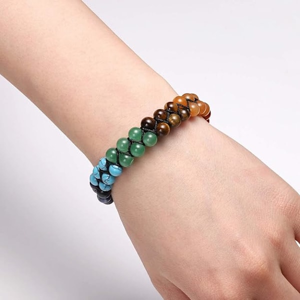 7 Chakras Reiki Healing Crystal Gemstone Yoga Stenar Pärlor Flätad Justerbar Armband Kvinnor Smycken