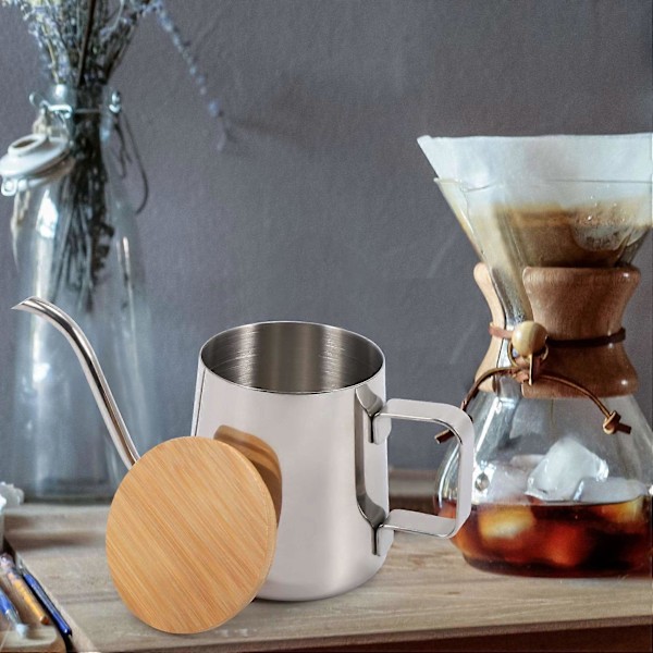 350 ml Lång Smal Pip Kaffekanna Svanhals Vattenkokare Rostfritt Stål Handdropp Vattenkokare Häll Över Kaffe