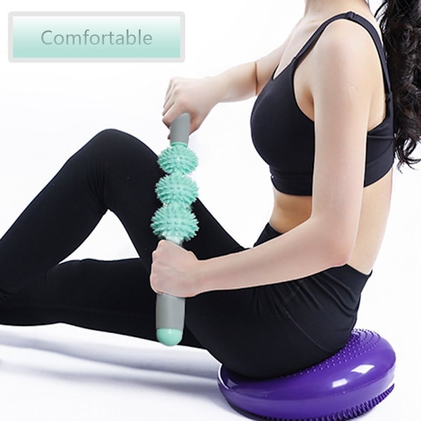 Muskelrulle Treble Roller Massage för ömma muskler, ryggstelhet, myofascial, triggerpunkter smärta, ben mjölksyra, knutar - 3 spikrullar
