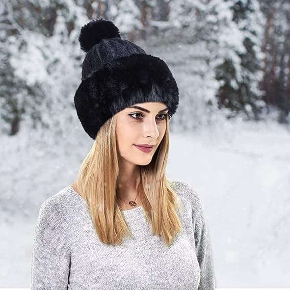 Stickade mössor för kvinnor, vinter, utomhus