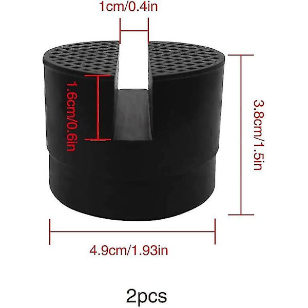 2 stk Universal gummibeskyttelsesputer med spor, gummistøtteblokk, universal sporet skinnebeskytter for jekkramme, for løfting av biljekk, middels størrelse