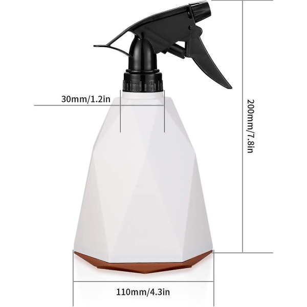 600ml Sprayflaskor, Växtdimspray, Vattenspray, Tomma Växtsprayer för Rengöring, Trädgårdsskötsel, Frisering, Växter, Blommor - Vit