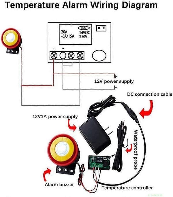 12v Digital Termostat Multifunksjonell Termostat Med Sensor, Temperaturmålingsområde: -50~110