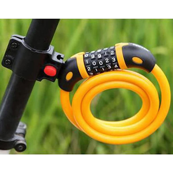 Cykellås med hög säkerhet, 5-siffrig återställbar kombination, spiralformad kabel, bäst för cyklar utomhus, 1,2 mx 12 mm