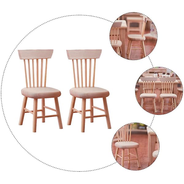2 stk. Miniature Møbler Møbel Model Dukke Høj Stol Træ Tiny Stol Dukkehuse