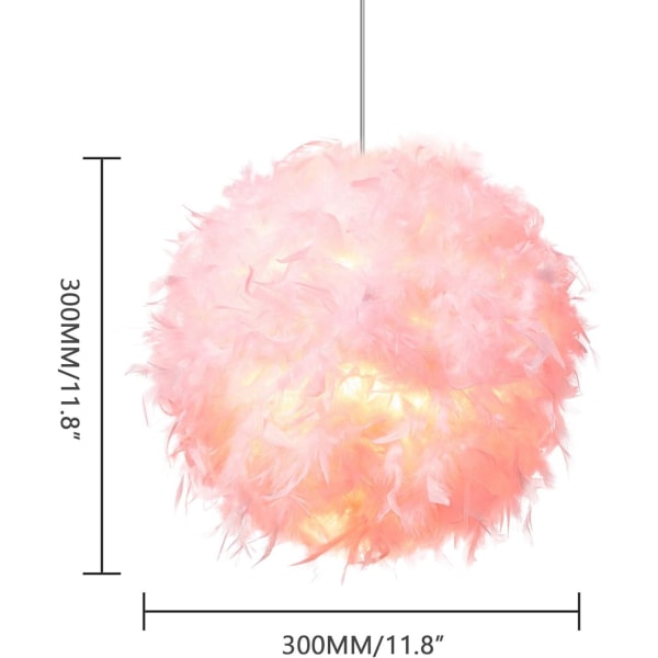 Fjäderlätt lampskärm för takpendellampa, fluffig lampskärm lampskärm lampskärm för bordslampa och golvlampa, sovrum diameter 30 cm, rosa