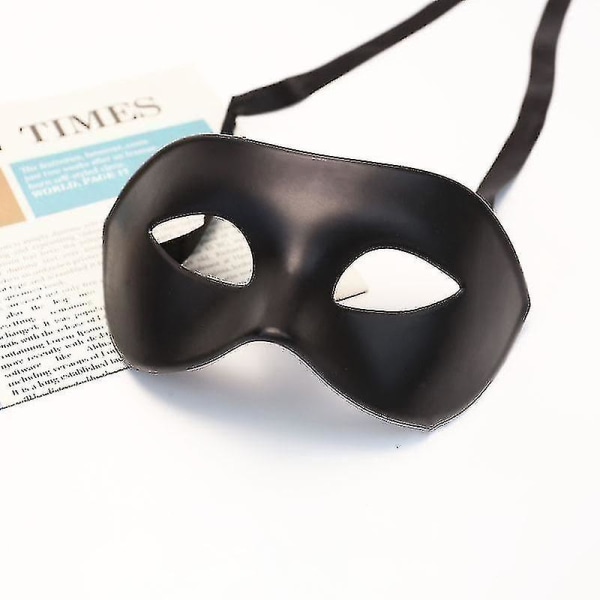 2* maske, svart matt venetiansk maske i klassisk stil, maskerade, burlesk ballfest (svart One Size)