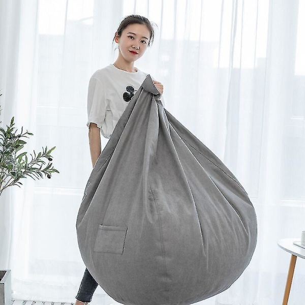 Lazy Sofa Bag Recliner Sofatrekk Stoff Lenestol Slipcovers Stoltrekk Uten fyllstoff Sete Puff Puff Tatami Stuemøbler (mørkegrå, 70 *