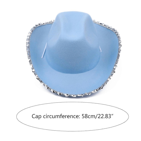 Möhippa Cowgirl Keps Brud Cowboyhatt Kvinnor Bröllopsfest Paljettbrädd Hatt Flickor Karnevaler Cosplay Party Rekvisita Svart Black