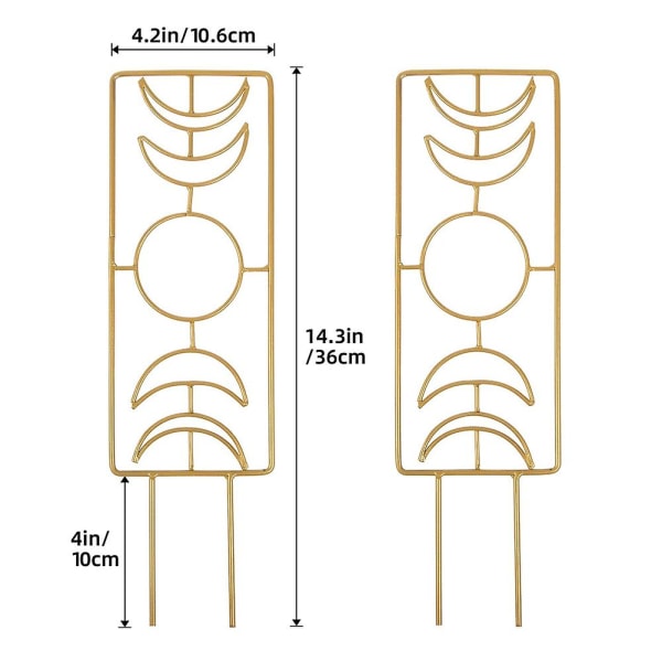 2-pack metallväxtstöd för klätterväxter inomhus, 14-tums spaljé för krukväxter, fas hus
