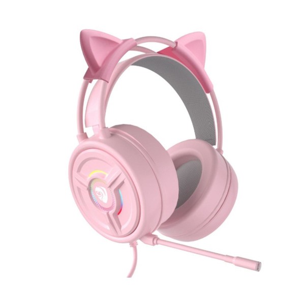Pink Girl Gaming Headset For Cat Mikrofon Rgb Kablet Øretelefoner 7.1 4d Sound For