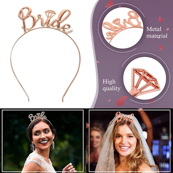 Brud til at være Sash og Slør, Hønefest Tilbehør med Tiara Brud til at være Sash Brud, Rose Gold Bryllup Høne Gør Dekorationer