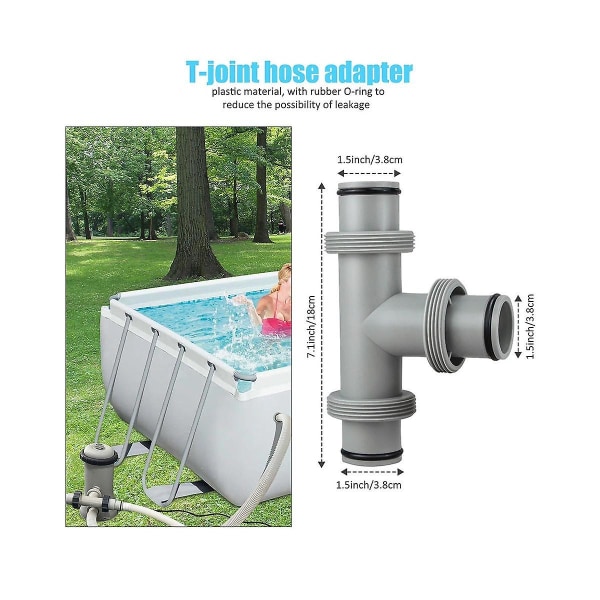 Reservdelar för ovanmarkspool, slangadapter för poolbyte 1,5 tum munstycke för pool (1,5 tum till 2x1,25 tum T S