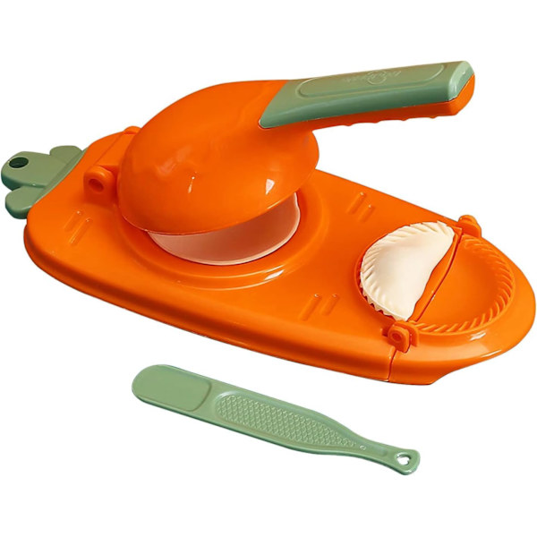 Dumpling Maker, 2 i 1 Dejpresse Sæt, Multifunktionel Manuel Dejmagerforme, Bage Kage Køkken Gadget (Orange)