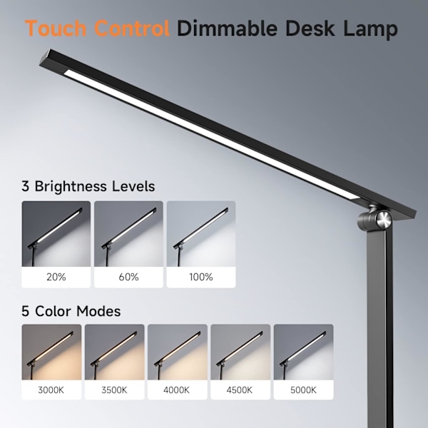 LED-leselampe for skrivebord - 15 moduser - 500 lumen