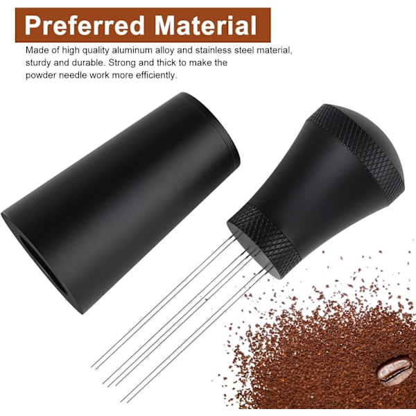 Værktøj Espresso Kaffeblander,  Aluminiumlegering Kaffeblandere, Kaffefordeler med 7 nåle, Sort