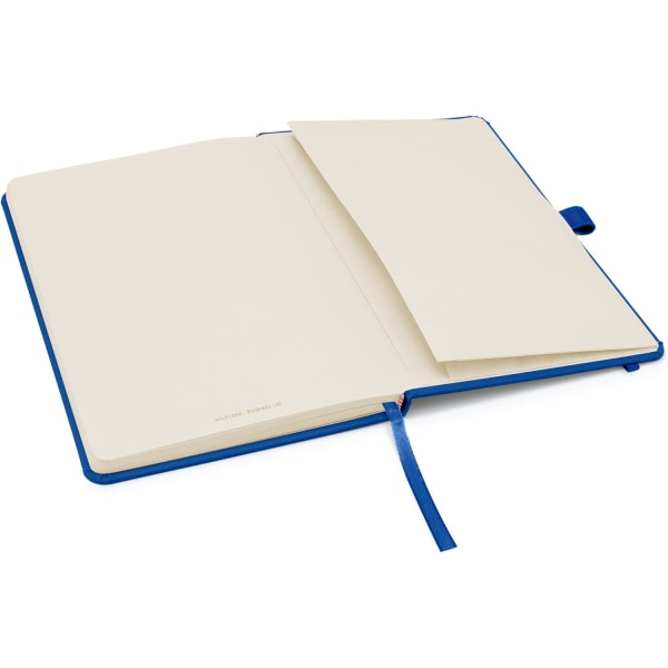 A5-kokoinen muistikirja, jossa viiralliset sivut, kynälenkki, nauha,  päivämäärämerkit ja paperitasku, keskikokoinen kovakantinen lehti,  muistiinpano, kestävästi tuotettua paperia ce28 | Fyndiq