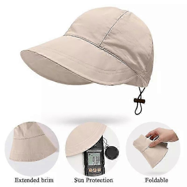Sommerhatt for kvinner med bred brem, sammenleggbar solhatt, anti-UV strandvisir Orange