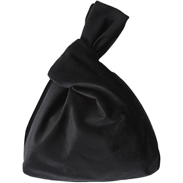 Blød og skinnende håndledstaske med elegant stil til kvinder Plys Elegant stil Bærbar pung Farverig fløjl håndledstaske-Balck