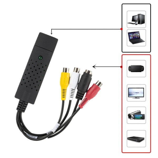 Usb-videokapturare, ljud-videokonverterare för Rca till Usb-konvertering Mini Dv Vcr Hi8 Dvd till digital