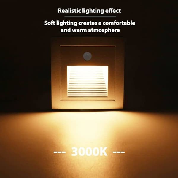 4-delade infällda LED-väggspotlights 1,5W med rörelsesensor, silver