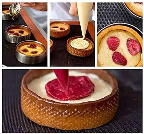 10-pakning tertering i rustfritt stål, varmebestandig perforert kakemoussering, rund ringbaking, 8 cm