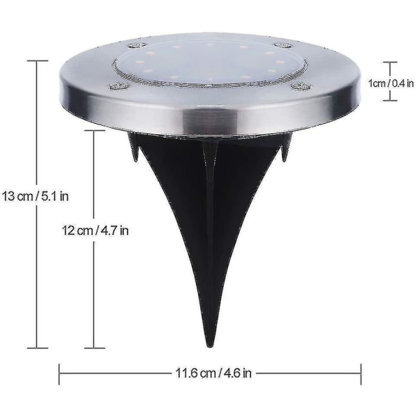 Utendørs Solcellelys 12 LED 4 Stykker Solcelle Gulvlys Hvite Hagelys Vanntette Rustfritt Stål