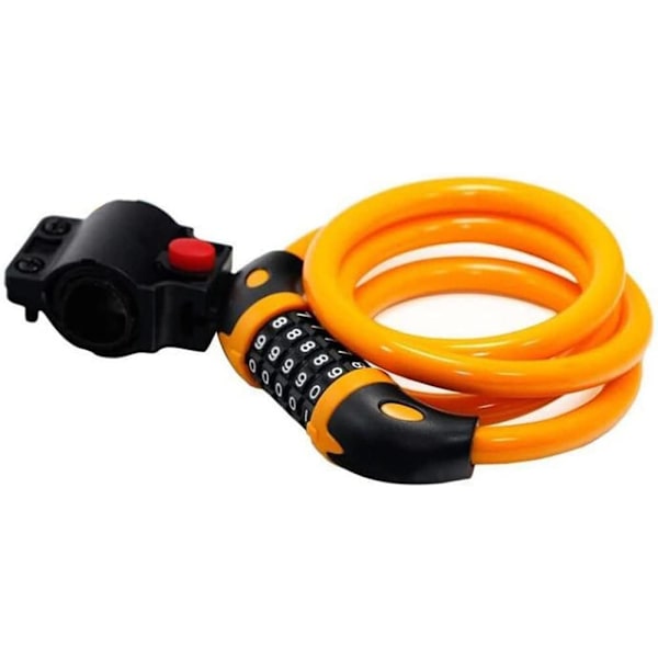 Cykellås med hög säkerhet, 5-siffrig återställbar kombination, spiralformad kabel, bäst för cyklar utomhus, 1,2 mx 12 mm