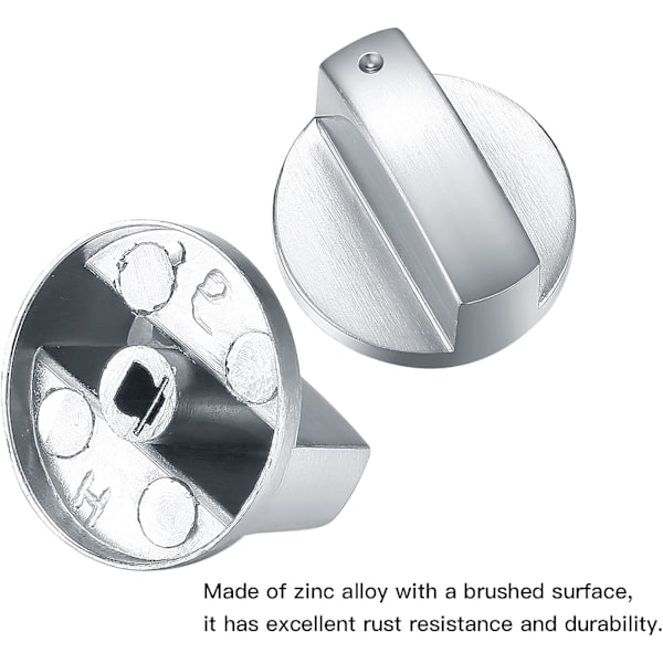 6 stk Gasskomfyr Kontrollknapper, Metall 6mm Komfyr Kontrollbryterknapper, Sølv Adaptere Ovn Matlagingsoverflate Bryterknapper, Gass Hob Knobs Kontrolllåser