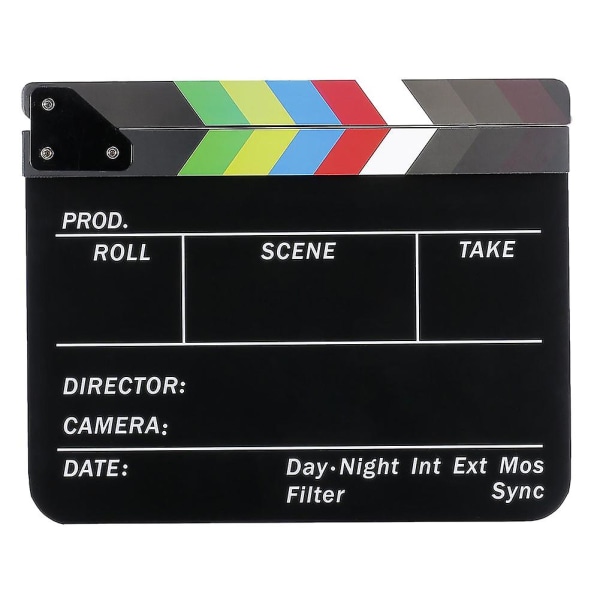Dry Erase Regissørfilm Film Clapboard Cut Action Scene Clapper Board Skifer med fargerike pinner