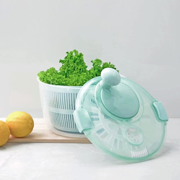 Salladsslunga - Salladsvask, 5L Sallads torkare Salladsslungor med grönsaks tvättkorg, Hushålls frukt Dehydrator Avlopp, Manuell Salladsvask