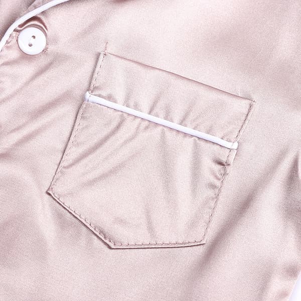Pyjamas i satin, kortärmad, barnsovkläder aprikos apricot 140