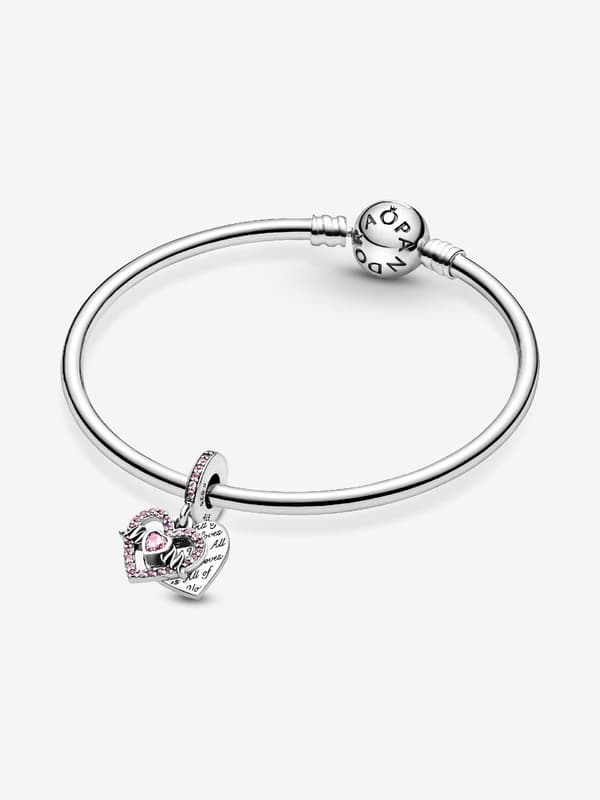 Heart & Mom Dangle Charm - Sterlingsølv