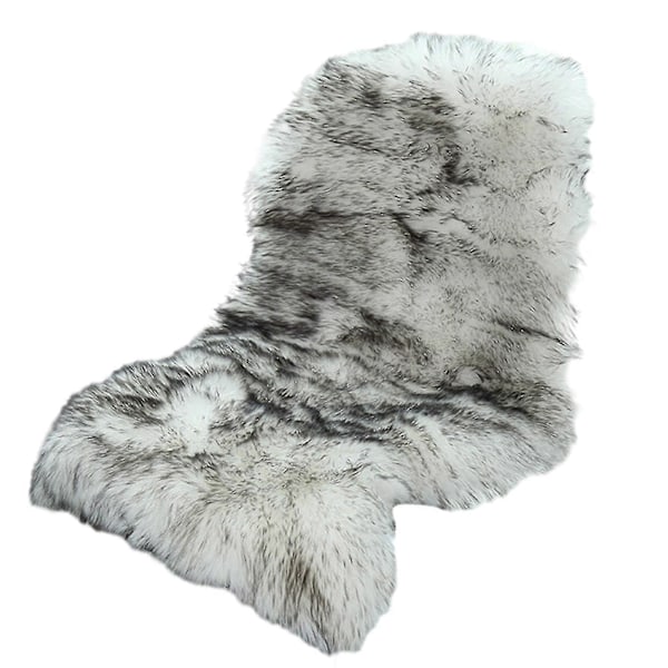Klassisk Mjuk Fuskfårskinnsmatta Vit Fluffig Områdesmatta Ryamatta Mattor För Sovrum Vardagsrum White  Black