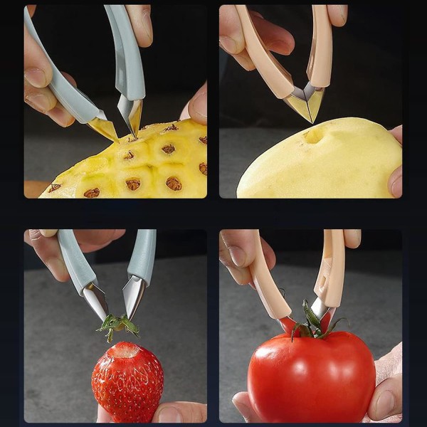 Ananaskärare, potatiskärare, jordgubbsskalare Multifunktionell jordgubbsskalare Köksprylar 2-pack (grå)