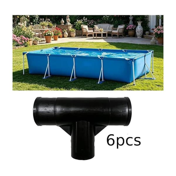 Uppsättning med 6 svarta T-kopplingar för rektangulära pooler, reservdel ref 28273, slangadapter poolkopplingssats