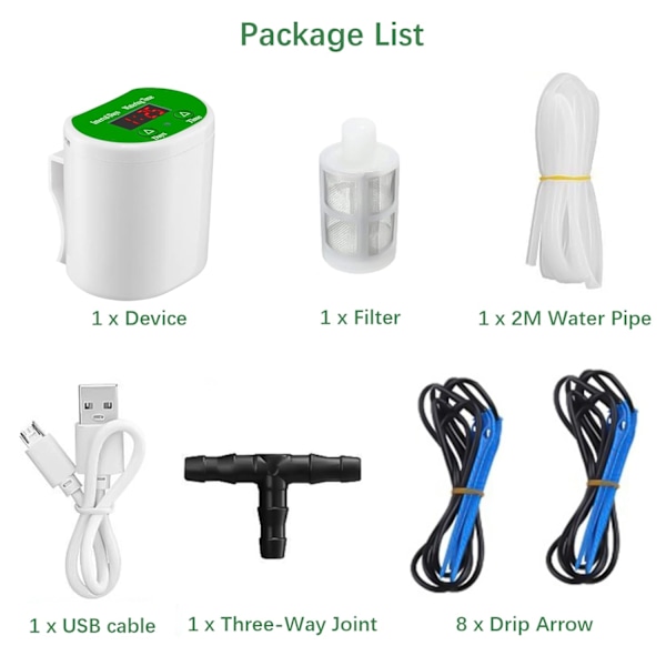 Automatisk vandingssystem USB 8 Droparrow Ferieplante vanding enheder til indendørs potteplanter LED-display DIY Automatisk plantevander Gave