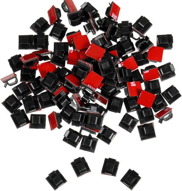 100 stykker ledningsclips (sort, stor)