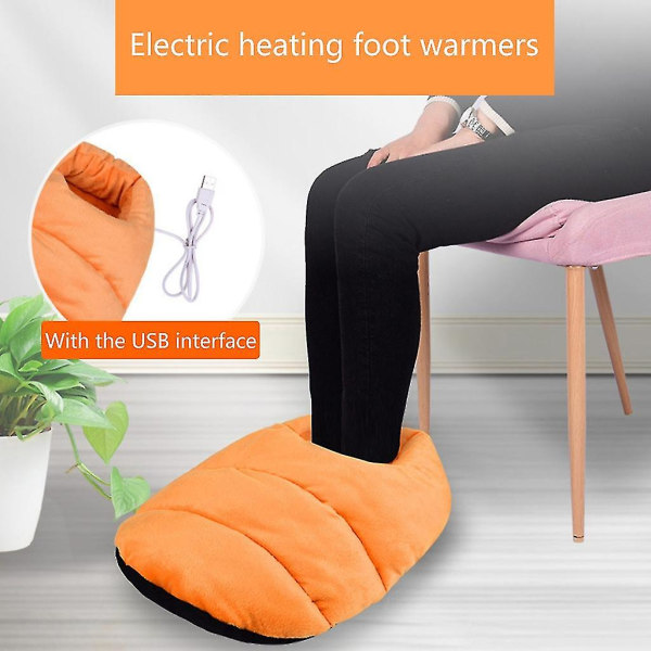 Usb elektrisk fotvarmer kropp som holder varmen Anti-skli varmepute Orange