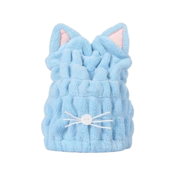 Söt Kitty Öron Hårinpackning Handduk Turban för Kvinnor Mikrofiber Absorberande Handduk