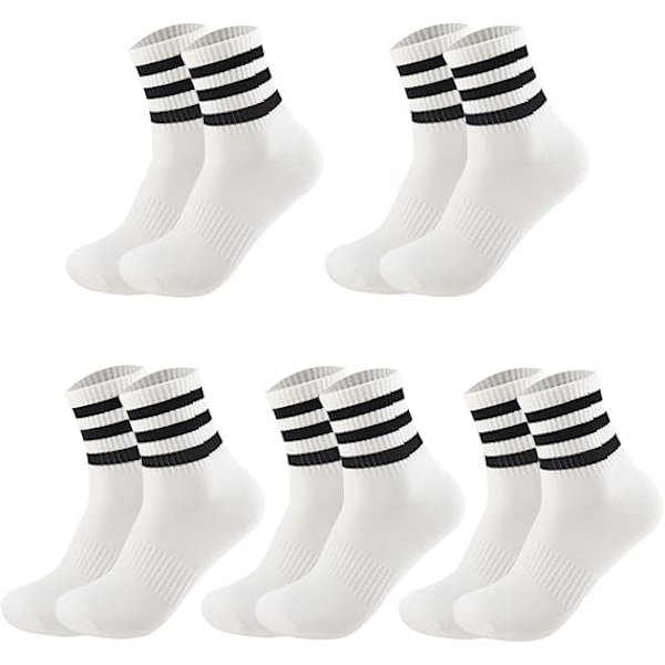 Unisex 5 Pairs Crew Socks Cotton Breathable Athletic Sports Gym School Casual Quarter Ankle Socks