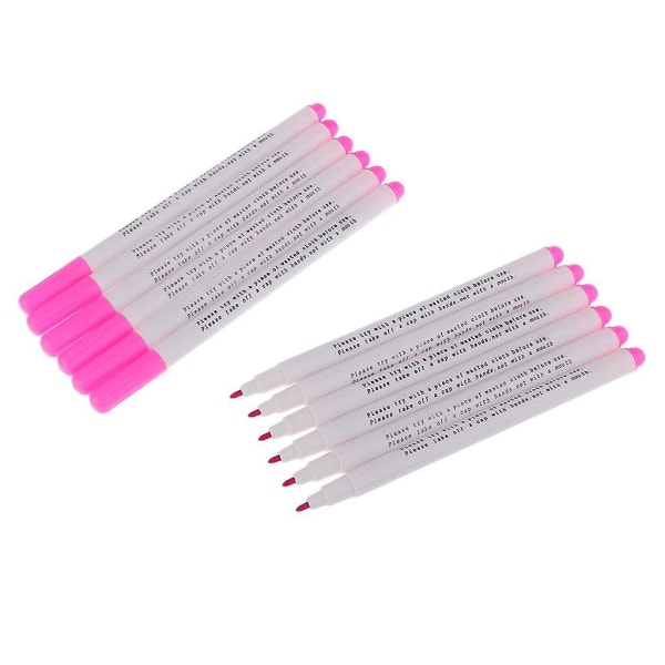 12 Pieces Air Erasable Pen Vesiliukoinen kynä Vanishing Fabric Marker Pink