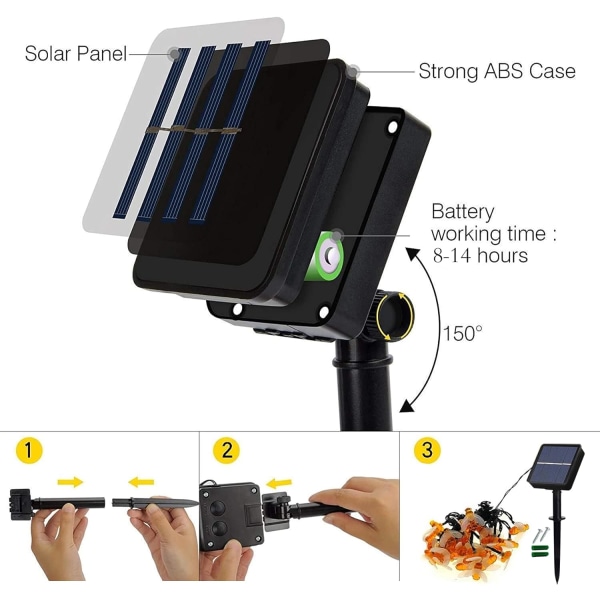 Solcelledrevne have-lamper, honningbi-fe-lyskæder, 8 tilstande vandtæt udendørs/indendørs havebelysning til blomsterhegn, græsplæne, feston, sommerfest 1packs