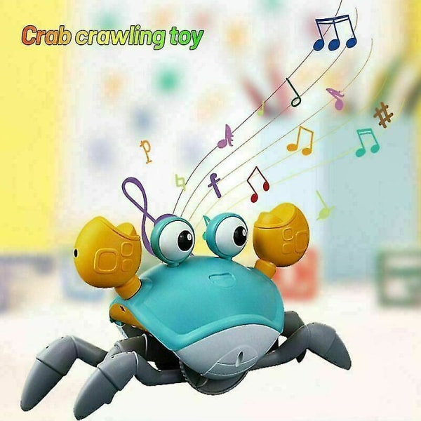 Elektrisk kravlelegetøj + musik-led lys usb genopladeligt - Blue Crab