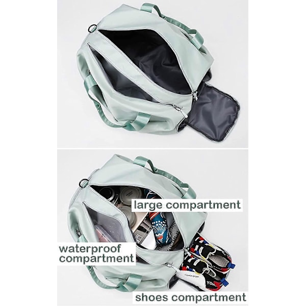 Gymtaske til kvinder, lille rejsetaske med skorum, duffelbag til sport, weekend, svømning, sort-s Grey L