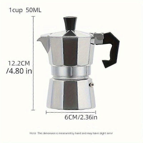 Klassisk Moka-bryggare i aluminium 1-kopps portabel espressokokare för hem & utomhus, perfekt present till kaffeälskaren