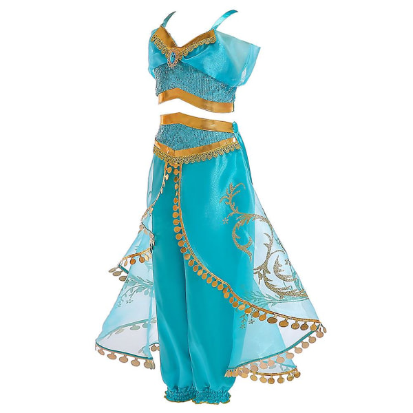 Sexig Aladdin Cosplay-kostym Kvinnlig Magic Lampa Prinsessan Paljettkjol + Trosor 2- set
