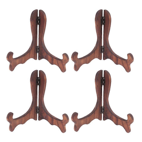 4 stk. tallerken te kake display stativ te kjeks fat staffeli rack skrivebord displayholder for hjemmefest butikk - Størrelse L (brent Paulownia farge)