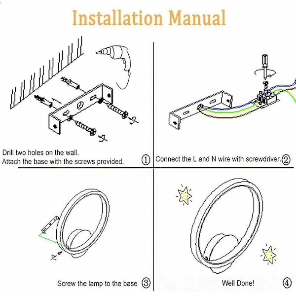 220v Inomhus Vägglampa Led 13w Rund Vägglampa Svart Varm Vit